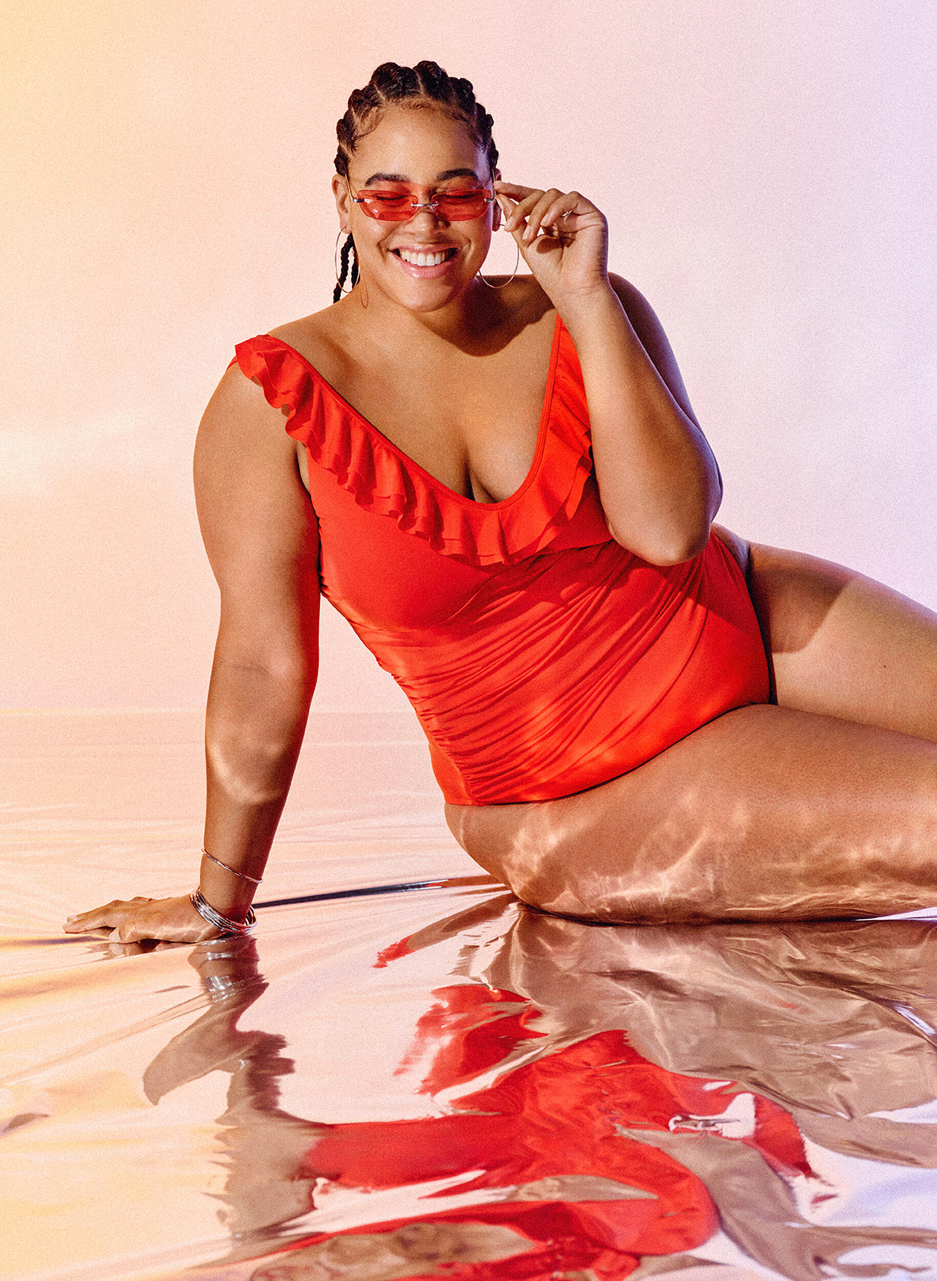 ZizziBadeanzug mit Volants und herausnehmbaren Eins&auml;tzen, Orange, Image image number 0