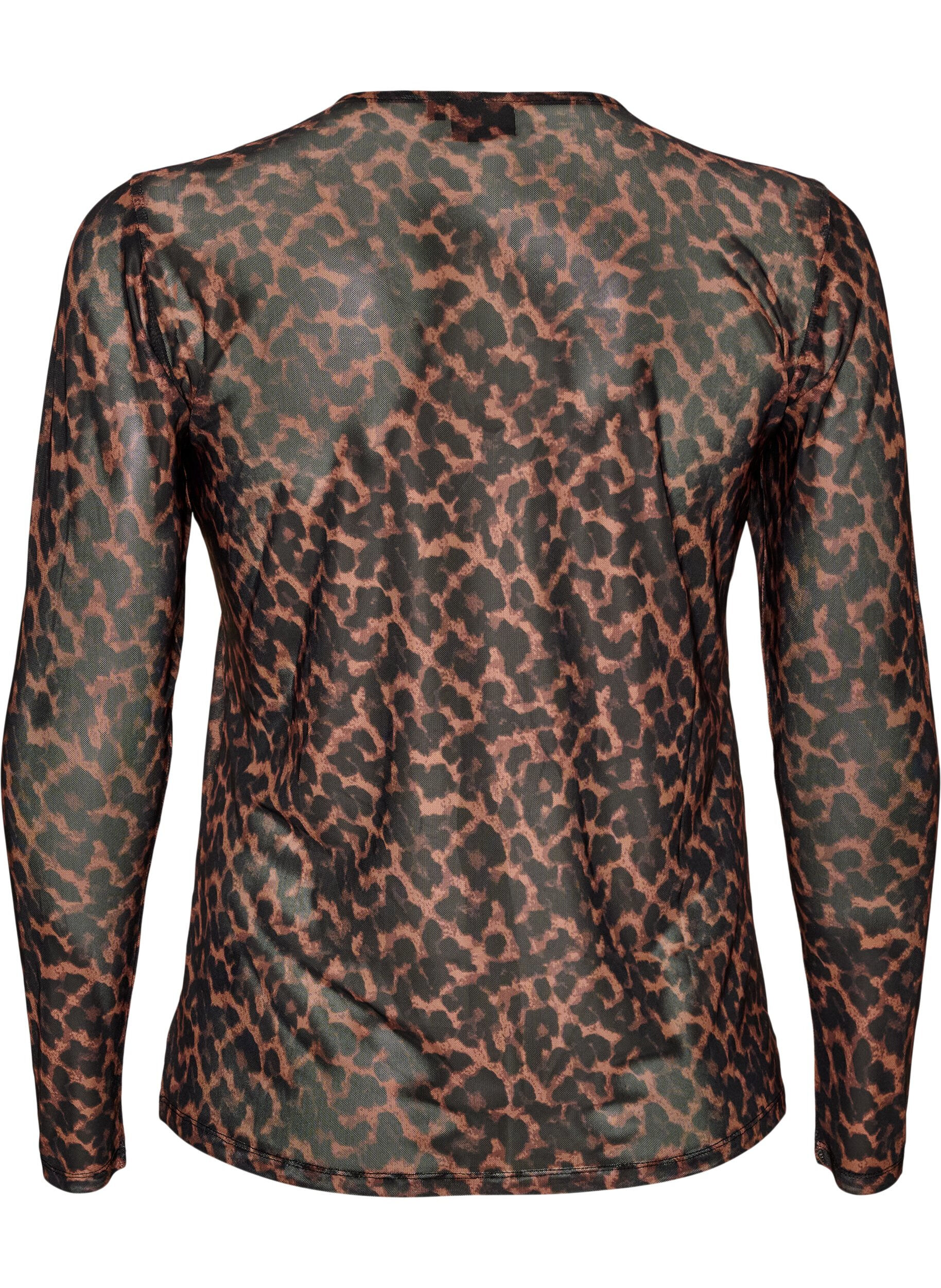 ZizziBluse aus Mesh mit Print, Braun, Packshot image number 1