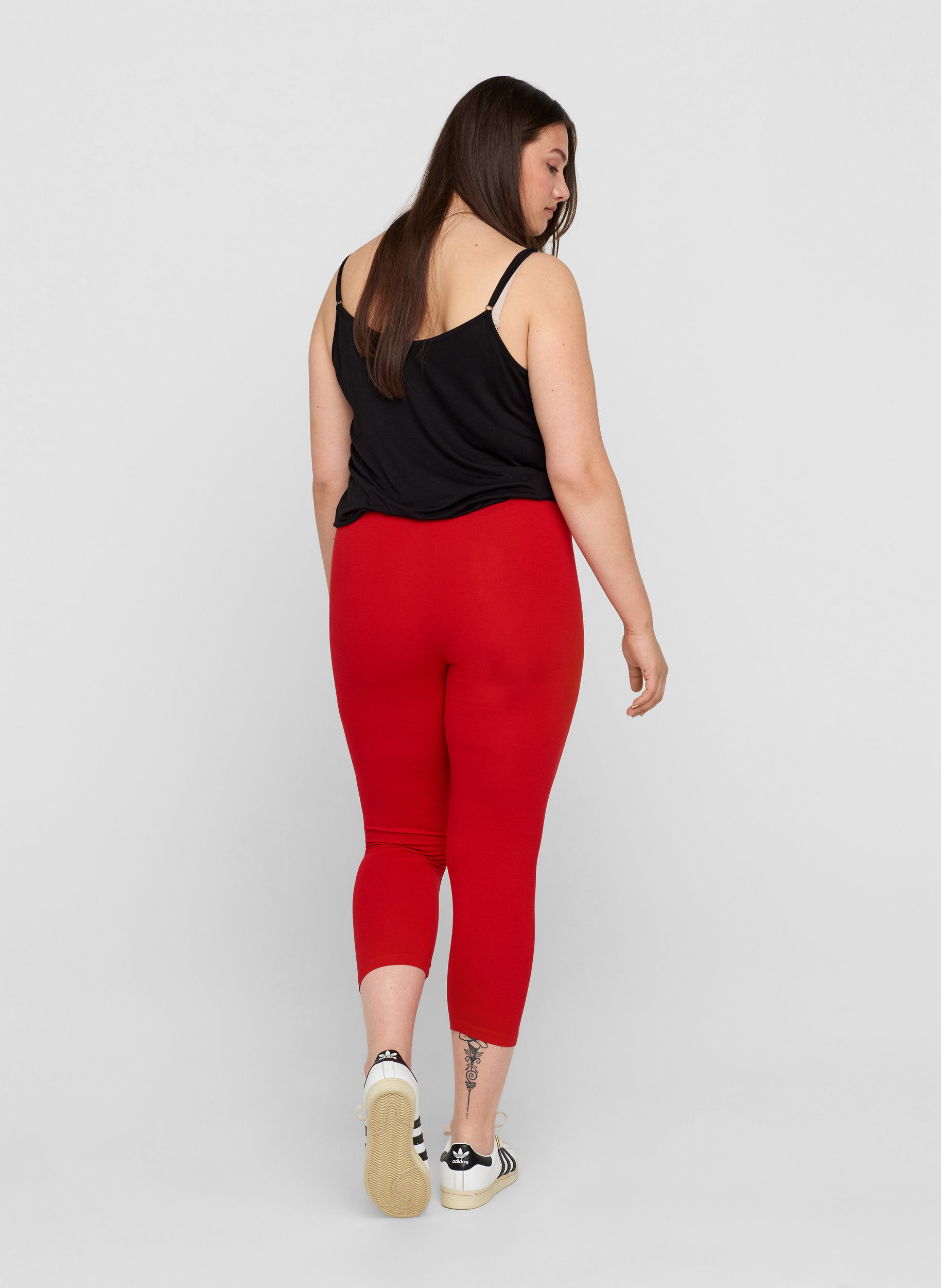 ZizziBasic 3/4-Leggings , Tango Red, Model image number 1