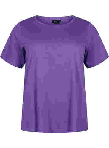 2er-Pack basic T-Shirts aus Baumwolle, Deep Lavender/Black, Packshot image number 2