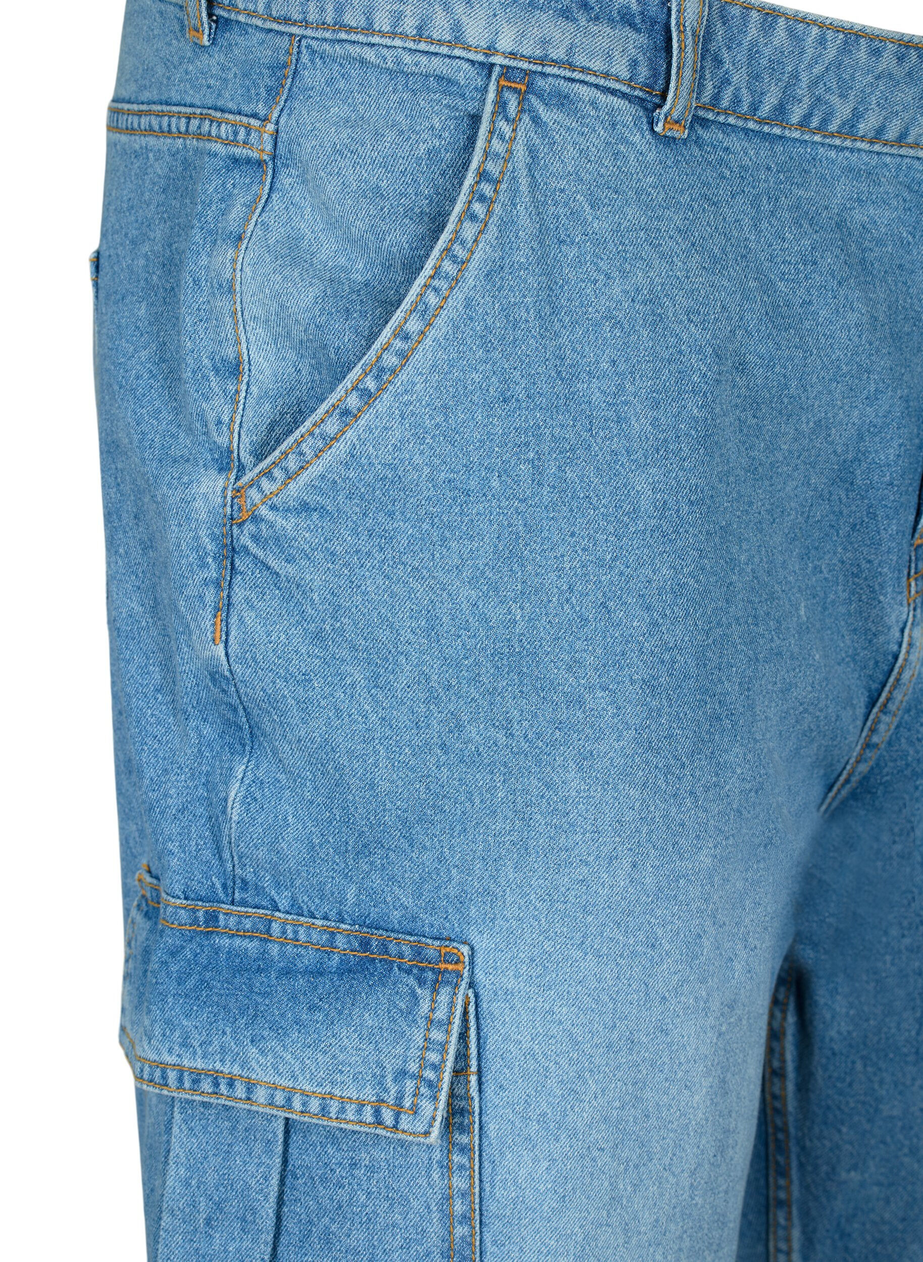 ZizziLocker sitzende Jeans mit Cargo-Taschen, Light blue, Packshot image number 2