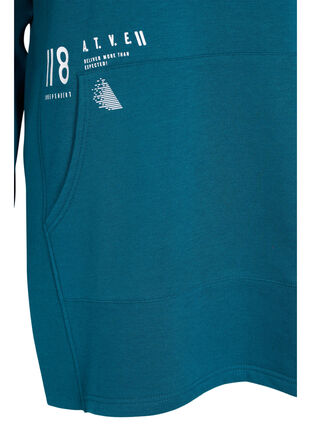 Langes Sweatshirt mit Schlitz und Tasche, Deep Teal, Packshot image number 3