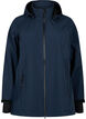 Softshelljacke aus kurzem Schnitt mit abnehmbarer Kapuze, Blau, Packshot image number 0