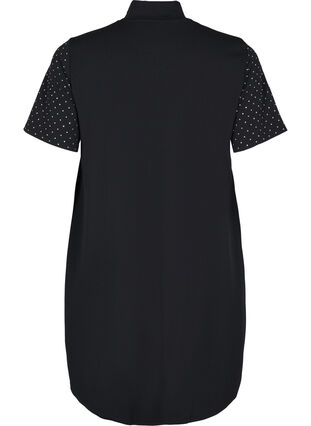 Kurzärmeliges Kleid mit Strasssteinen, Black, Packshot image number 1