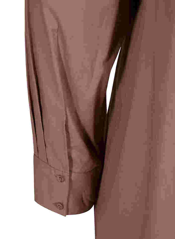Lange Hemdbluse aus Baumwolle mit großem Kragen, Deep Taupe, Packshot image number 3