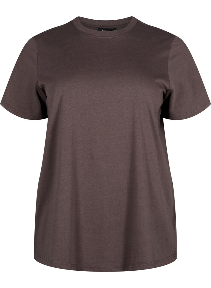 Basic-T-Shirt aus Baumwolle mit Rundhalsausschnitt, Braun, Packshot image number 0