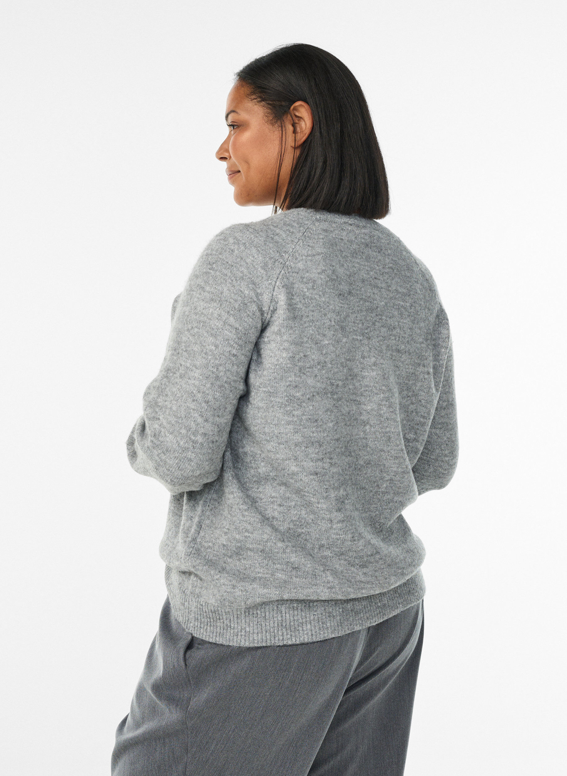 ZizziPullover mit Perlenstickerei, Grau, Model image number 2