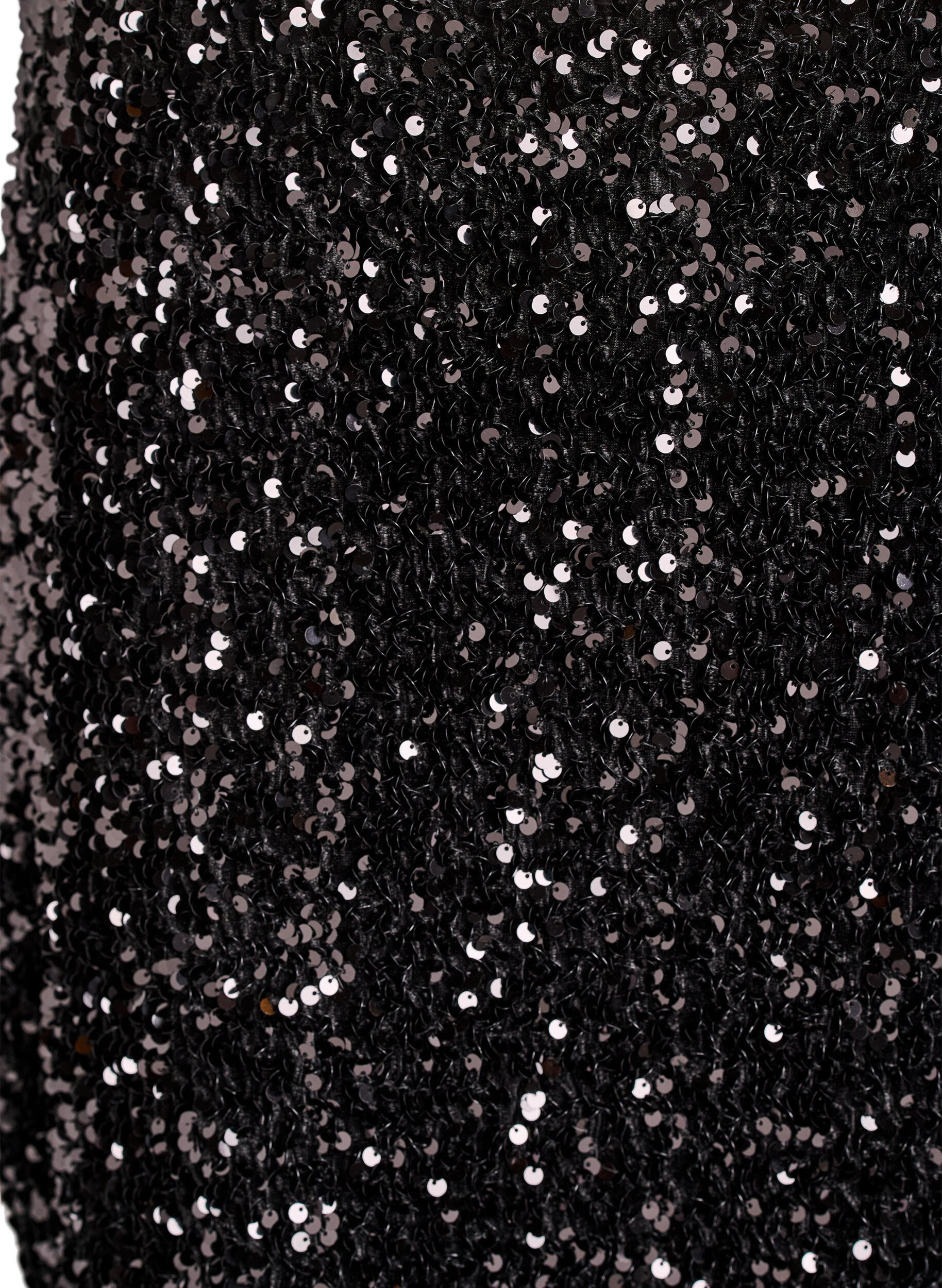 ZizziKurzer Paillettenrock mit elastischem Bund, Schwarz, Packshot image number 2