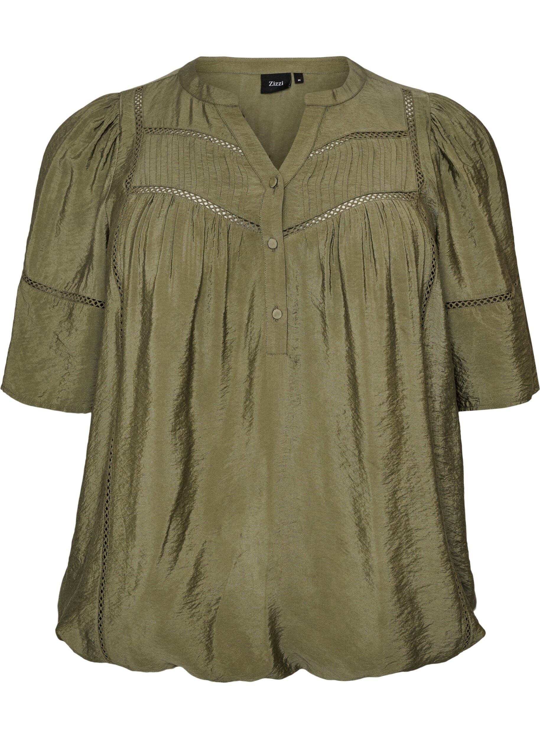 Bluse aus Viskose mit Biesen und Ballon&auml;rmeln