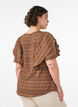Bluse mit gesmokter Textur und R&uuml;schen&auml;rmeln, Braun, Model image number 2