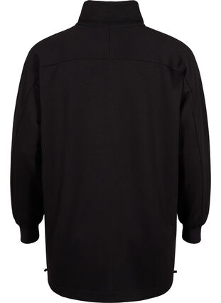 Langes Sweatshirt mit Tasche und Reißverschluss, Black, Packshot image number 1