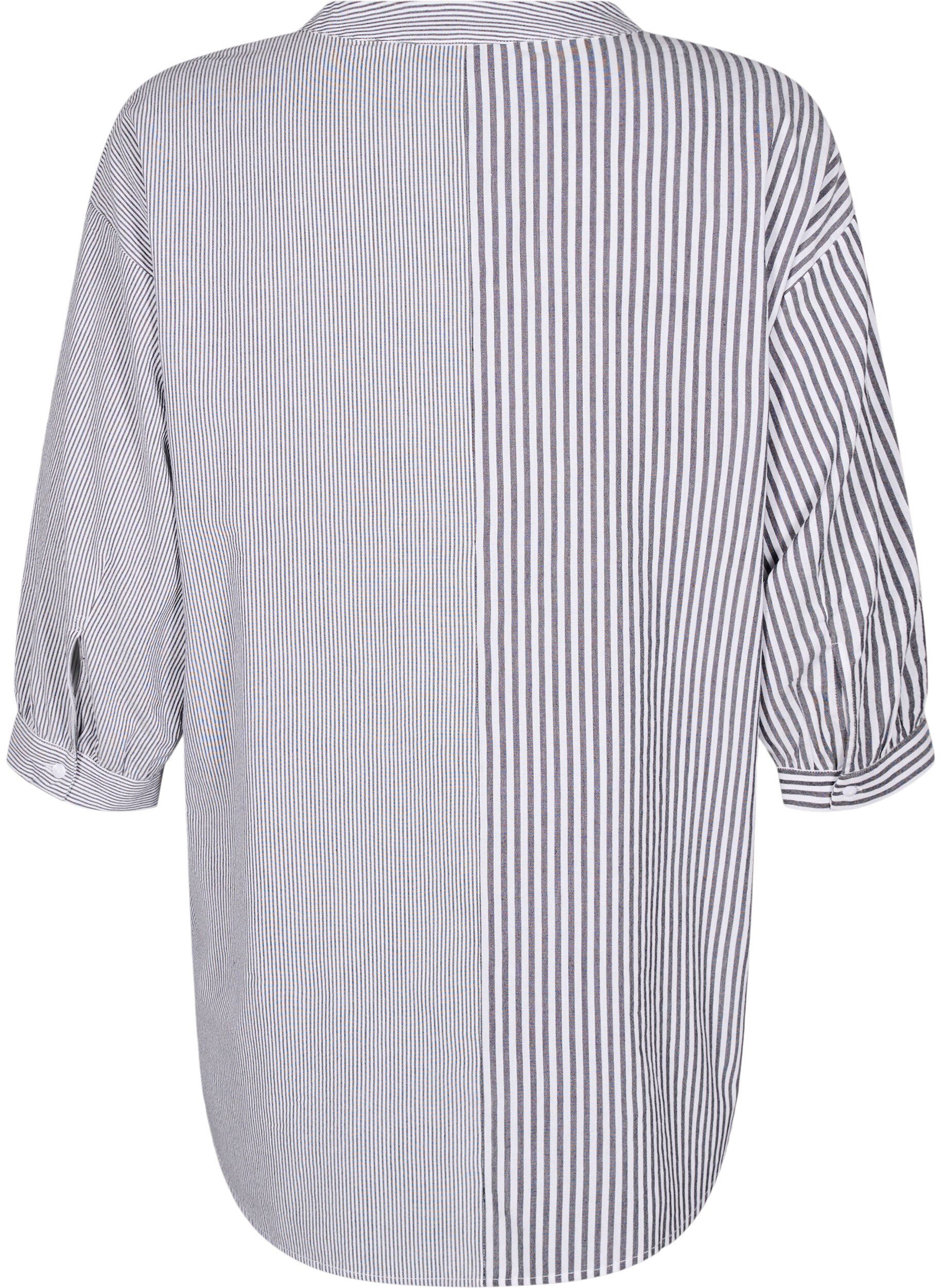 ZizziGestreifte Tunika mit 3/4-&Auml;rmeln, Schwarz, Packshot image number 1