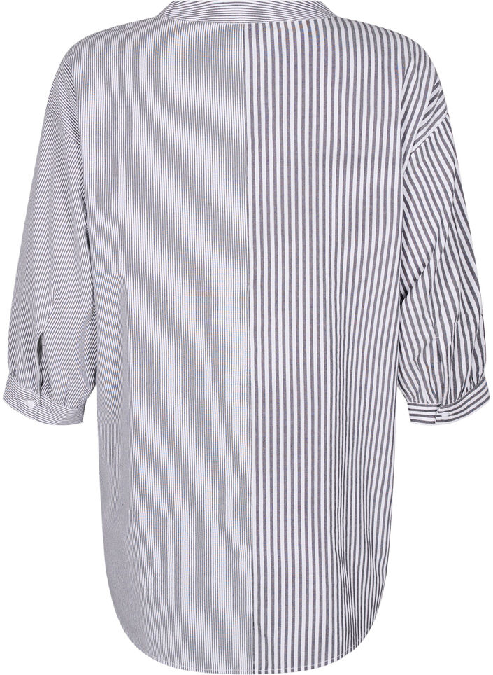 Gestreifte Tunika mit 3/4-Ärmeln, Schwarz, Packshot image number 1