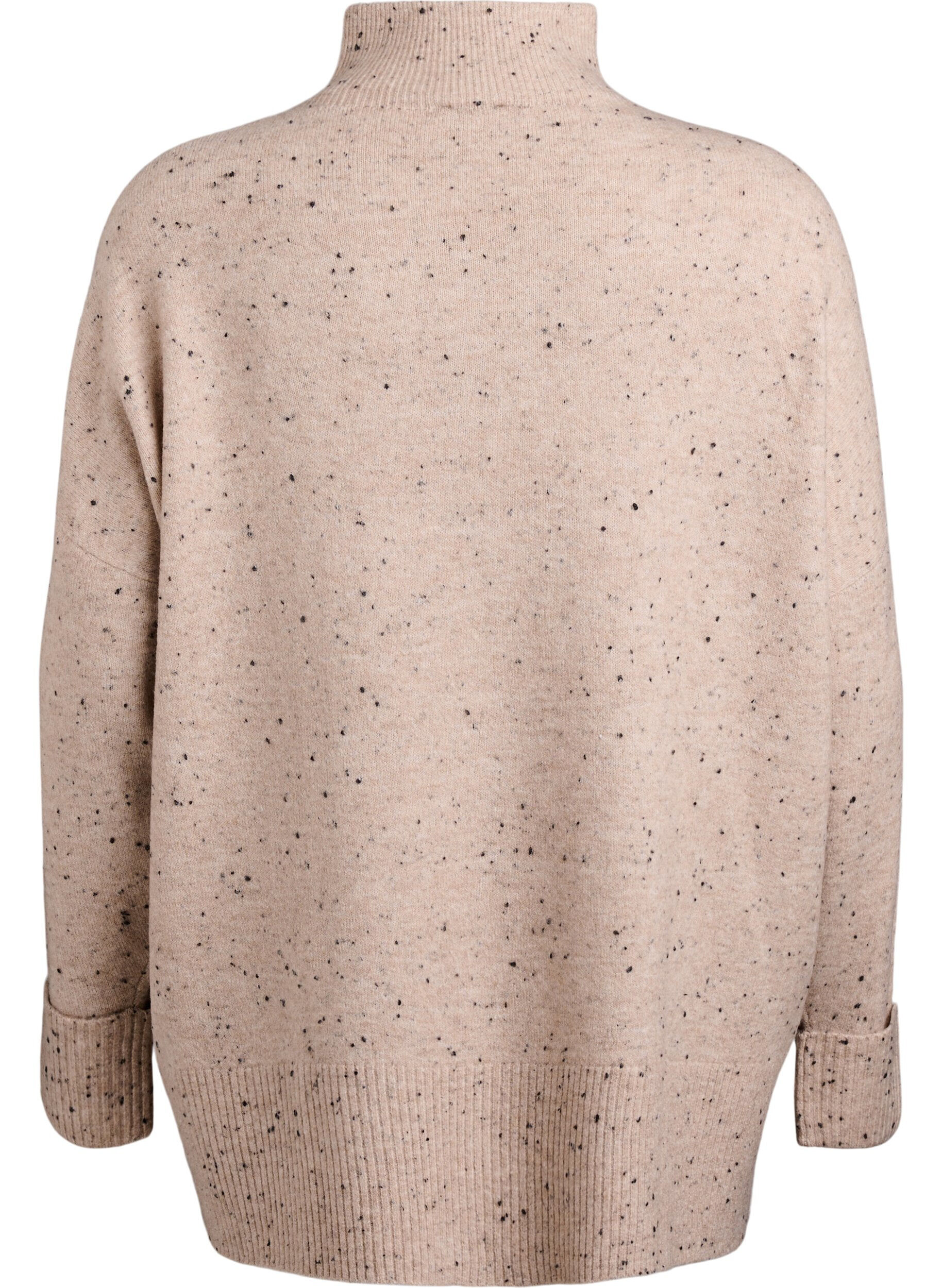 ZizziStrickpullover mit hohem Kragen und Punktemuster, Beige, Packshot image number 1