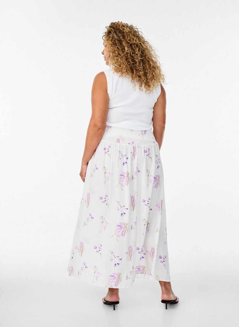 Maxirock aus Viskose mit Smock, Wei&szlig;, Model image number 2