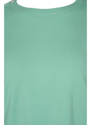Bluse mit Ballonärmeln und dekorativen Knöpfen, Dusty Jade Green Mel, Packshot image number 2
