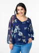 Bluse aus Chiffon mit gebl&uuml;mtem Print und langen &Auml;rmeln, Blau, Model image number 0
