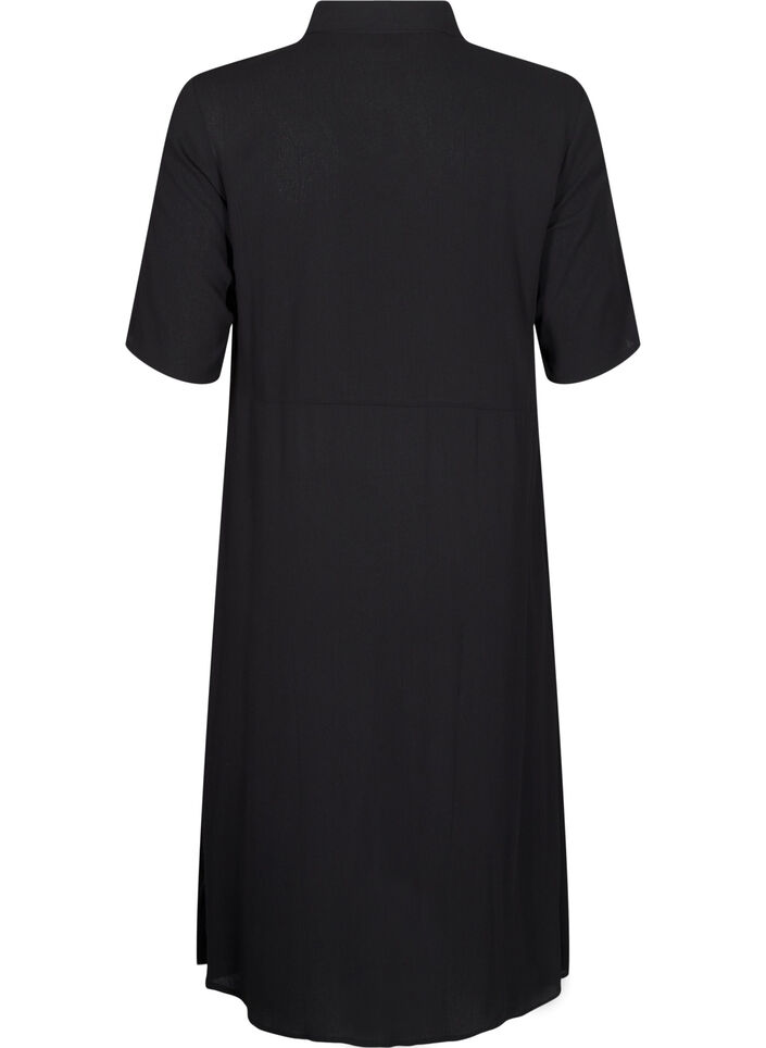 Midikleid mit kurzen &Auml;rmeln, Schwarz, Packshot image number 1