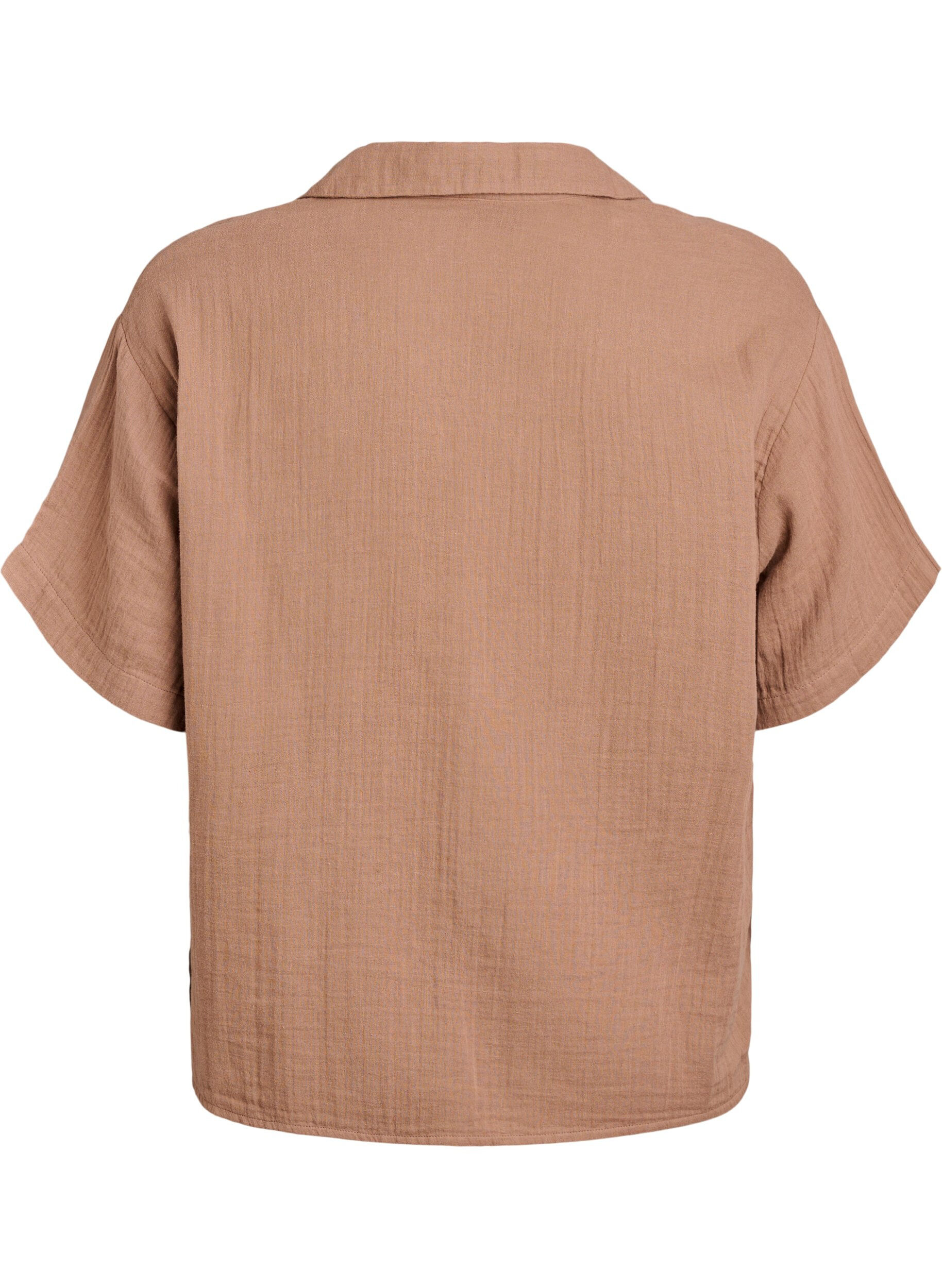ZizziBluse aus Baumwoll-Musselin mit kurzen &Auml;rmeln, Braun, Packshot image number 1