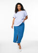 Bluse mit Struktur und kurzen &Auml;rmeln, Blau, Model image number 1