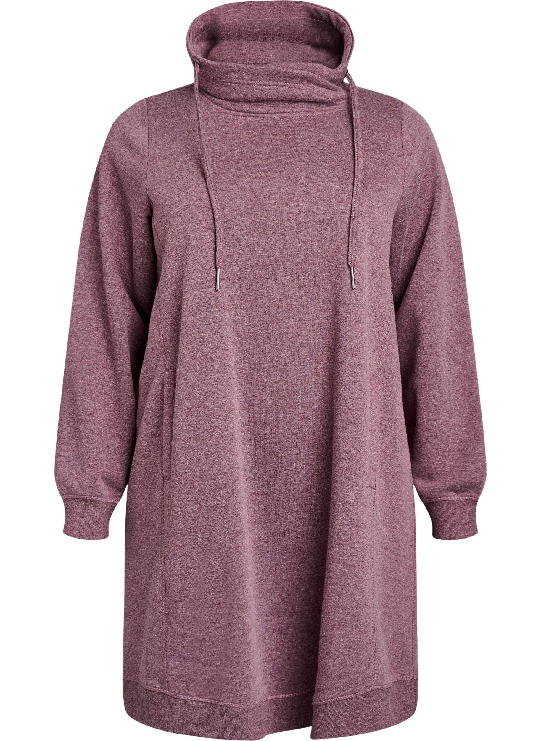 Kurzes Sweatshirtkleid mit Stehkragen und Taschen
