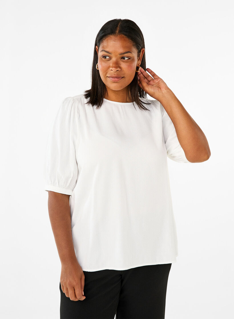  Viskosebluse mit 1/2 &Auml;rmeln, Bright White, Model image number 0