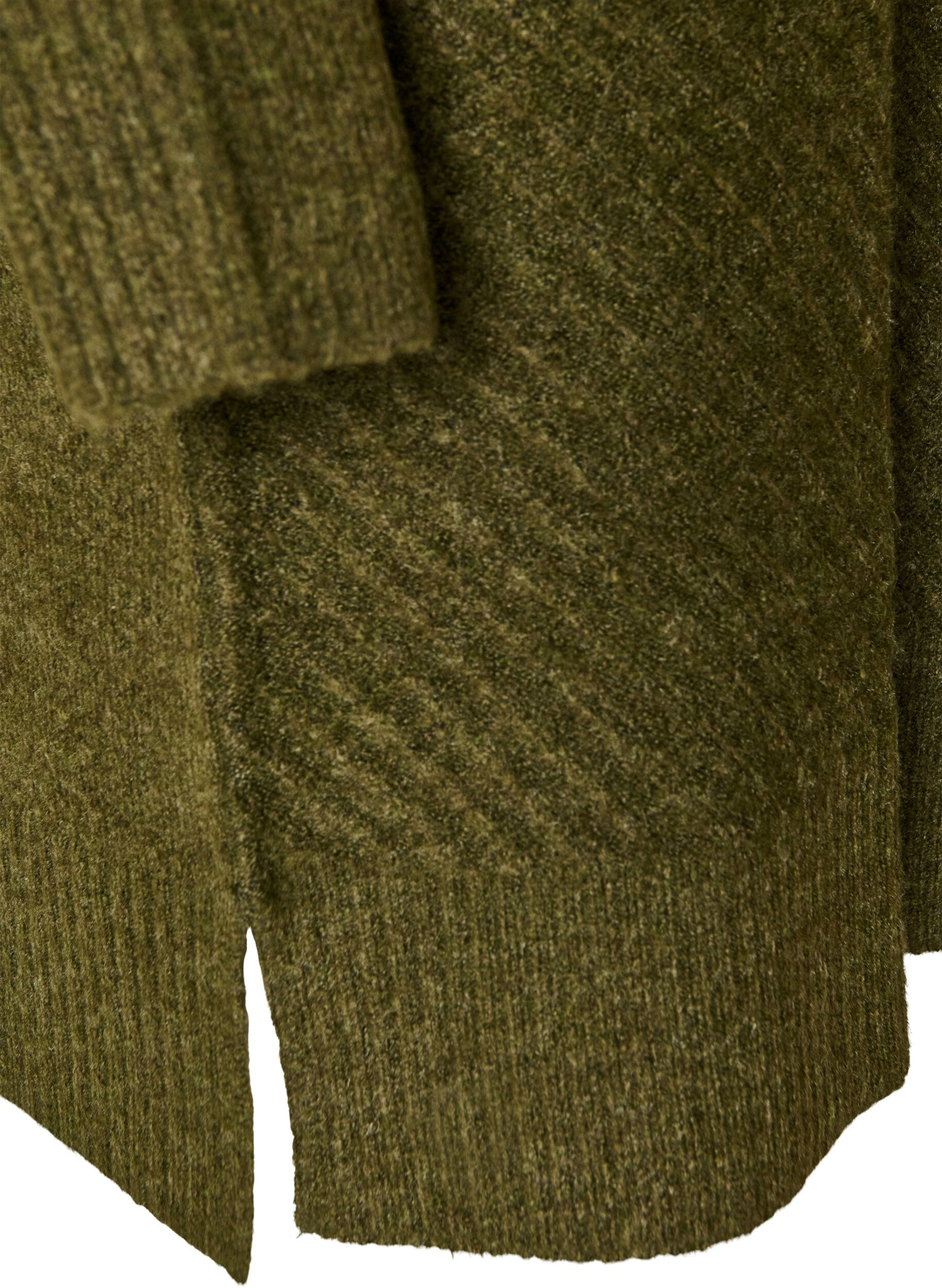 ZizziKurzes Strickkleid mit V-f&ouml;rmigem Strukturmuster, Gr&uuml;n, Packshot image number 3