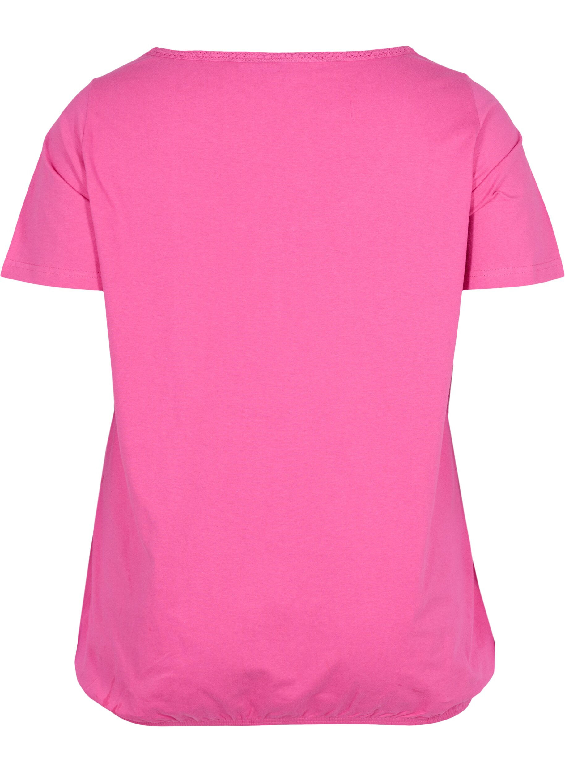 ZizziKurzarm Baumwoll-T-Shirt, Raspberry Rose, Packshot image number 1