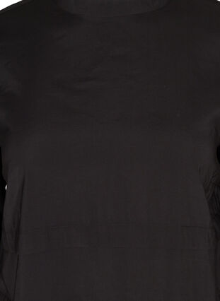 Viskosekleid mit langen Ärmeln und Falten, Black, Packshot image number 2