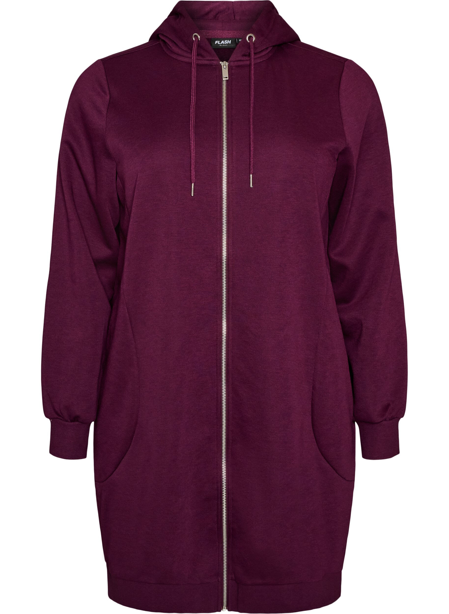 FLASH - Langer Hoodie mit Rei&szlig;verschluss und Taschen