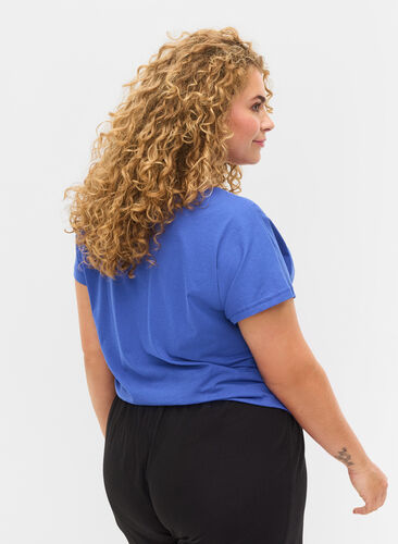 Lockeres kurzärmeliges Baumwoll-T-Shirt, Dazzling Blue SUNNY, Model image number 1