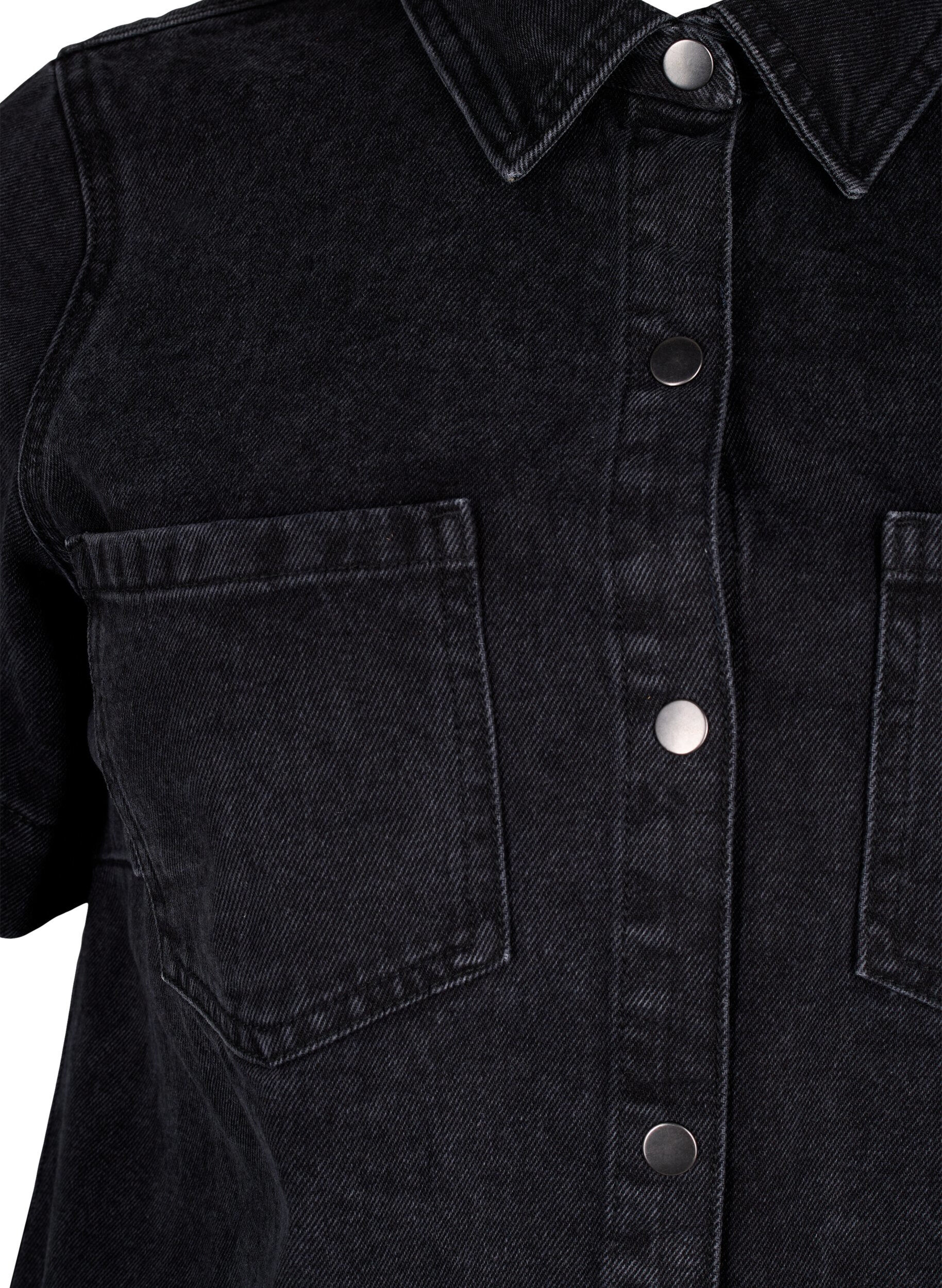ZizziLanges Denim-Shirt mit kurzen &Auml;rmeln, Grey Washed, Packshot image number 2