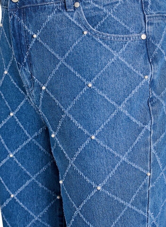 Kiana Jeans mit hoher Taille und abgenutzter Optik, Blau, Packshot