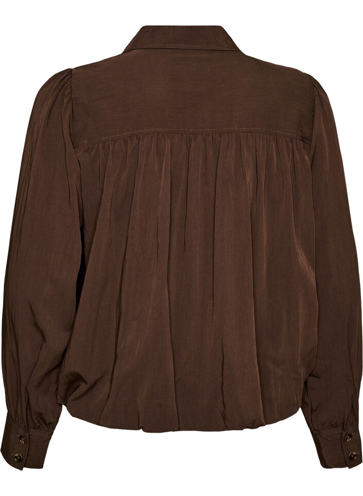 Bluse mit Ballonform und verdecktem Rei&szlig;verschluss, Braun, Packshot image number 1
