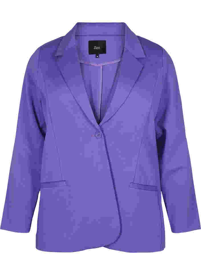 Schlichter Blazer mit Knopf und Dekorationstaschen, Ultra Violet, Packshot image number 0