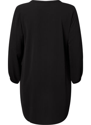 Langärmeliges Kleid mit V-Ausschnitt., Black, Packshot image number 1