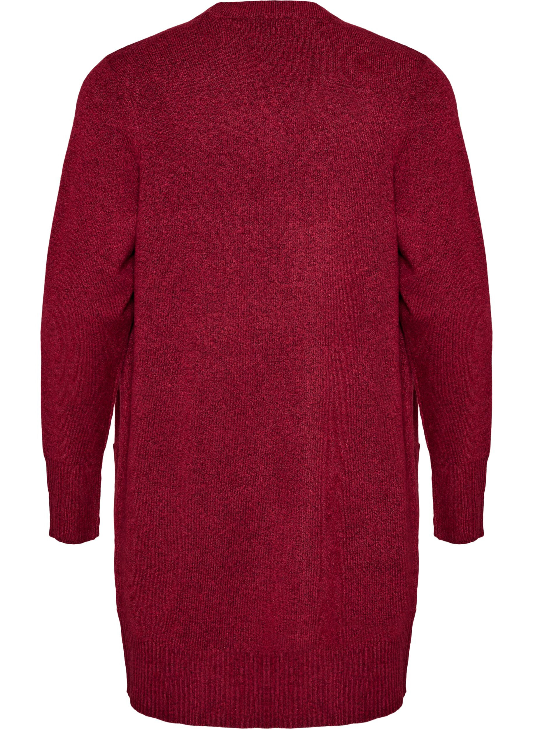 ZizziStrickjacke mit Rippenstrick und Taschen, Rot, Packshot image number 1