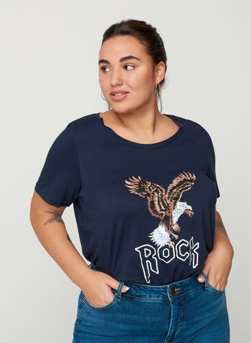 Kurzarm T-Shirt mit Print, Navy Blazer/Rock, Model image number 0