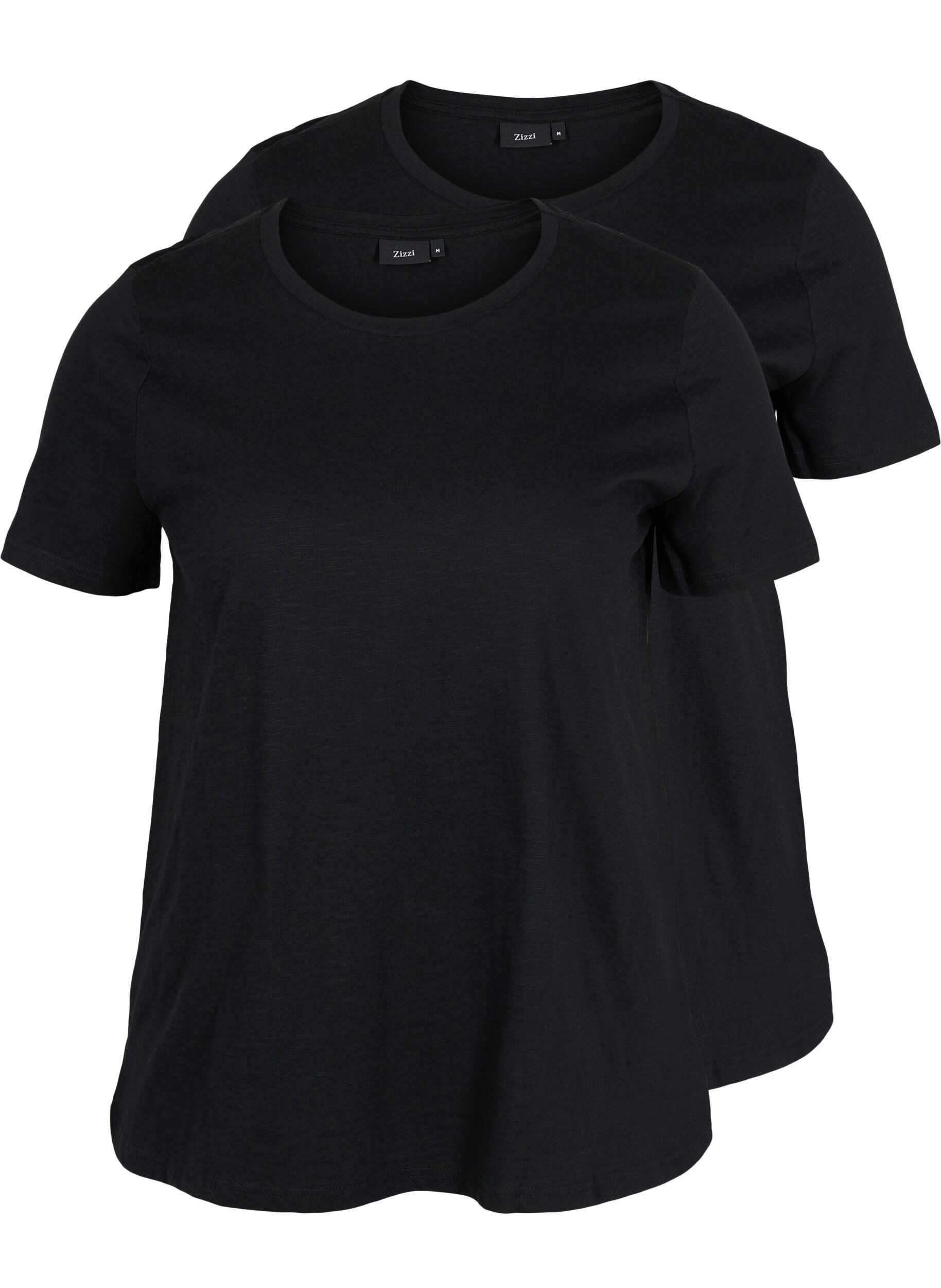Zizzi2er-Pack basic T-Shirts aus Baumwolle, Black/Black, Packshot image number 0