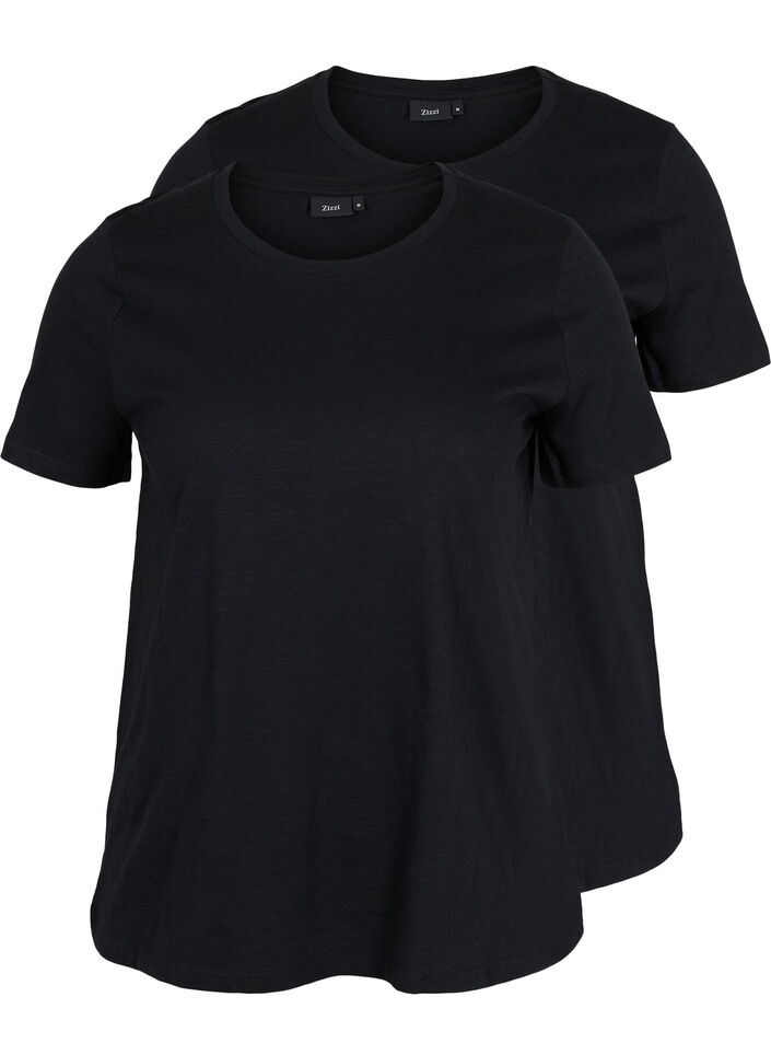 2er-Pack basic T-Shirts aus Baumwolle, Black/Black, Packshot image number 0