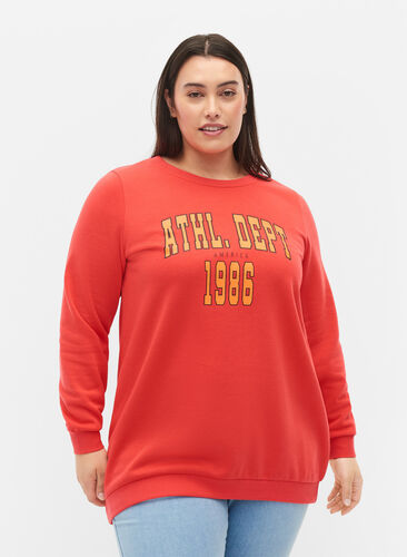 Langes Sweatshirt mit Textdruck, Hisbiscus, Model image number 0