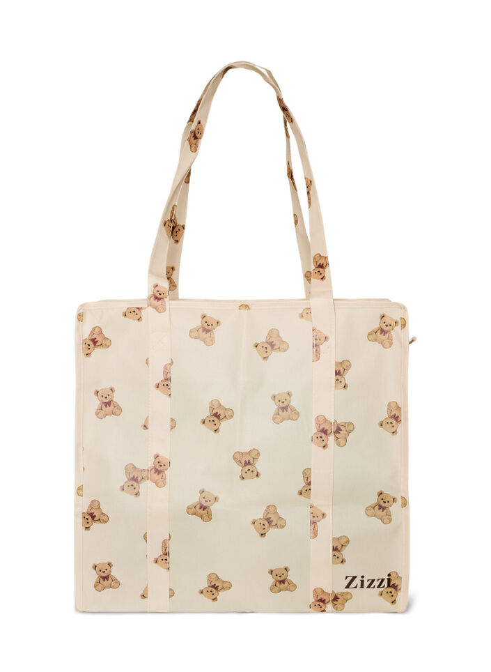 Einkaufstasche mit Rei&szlig;verschluss, Beige, Packshot image number 0