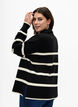 Pullover mit Streifen und hohem Kragen	, Black w. Birch, Model image number 1