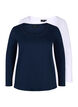 2er-Pack Basic-Bluse aus Baumwolle, Navy B/B White, Packshot image number 0