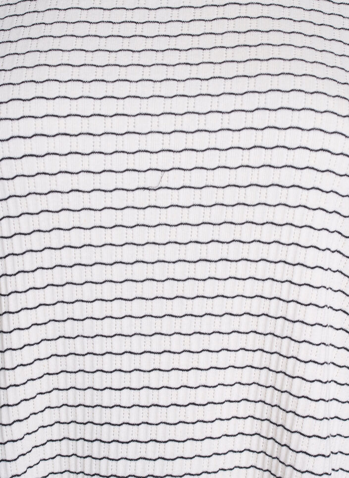 Gestreifte Jerseybluse mit welligen Kanten, Weiß, Packshot image number 2