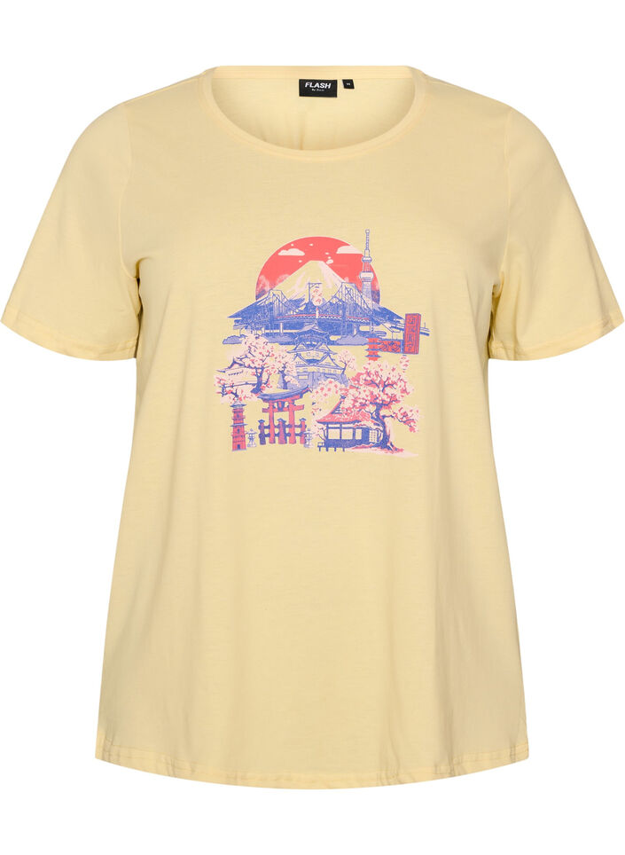 T-Shirt mit Print, Gelb, Packshot image number 0