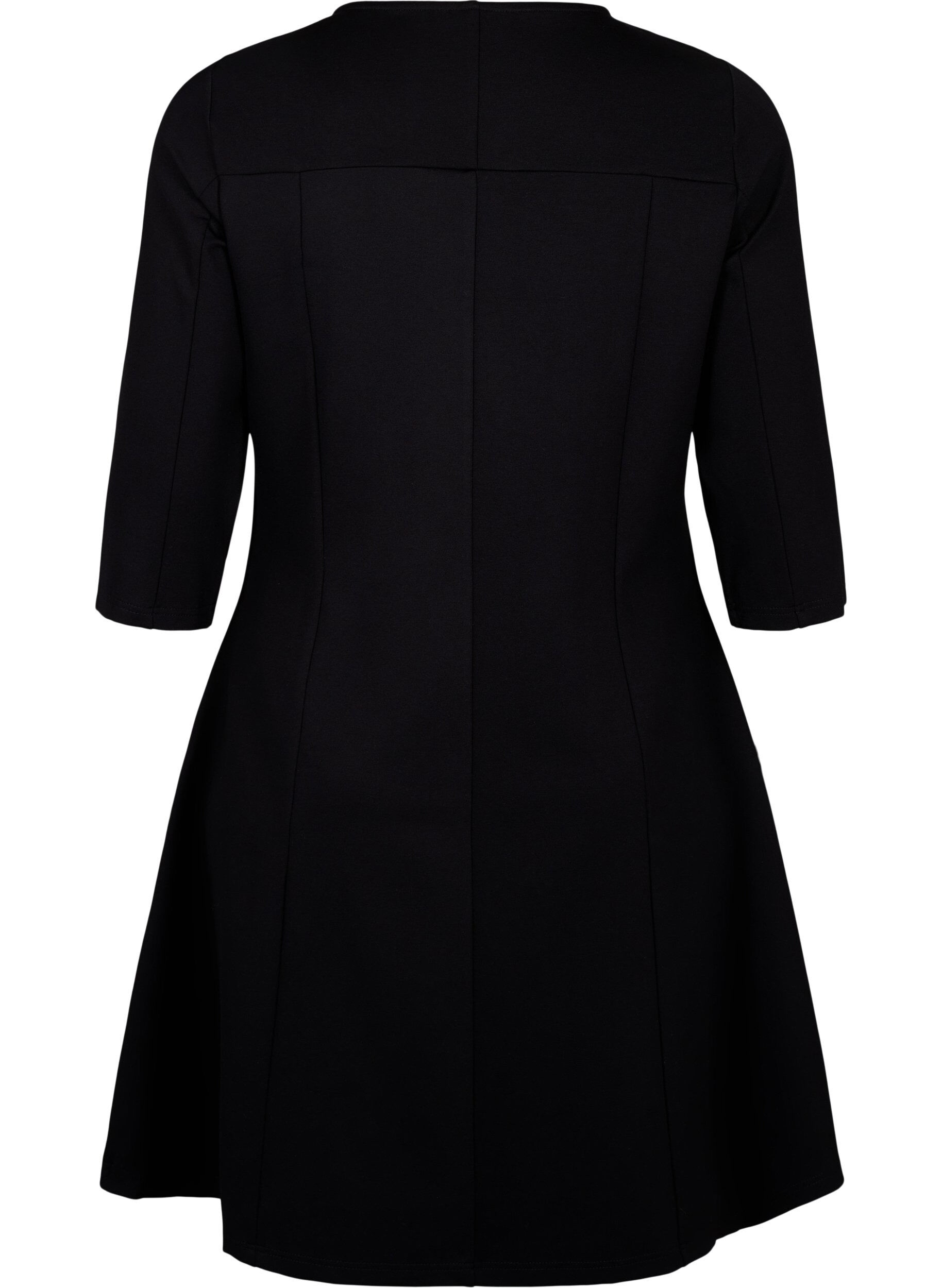 ZizziA-f&ouml;rmiges Kleid mit 3/4-&Auml;rmeln, Schwarz, Packshot image number 1