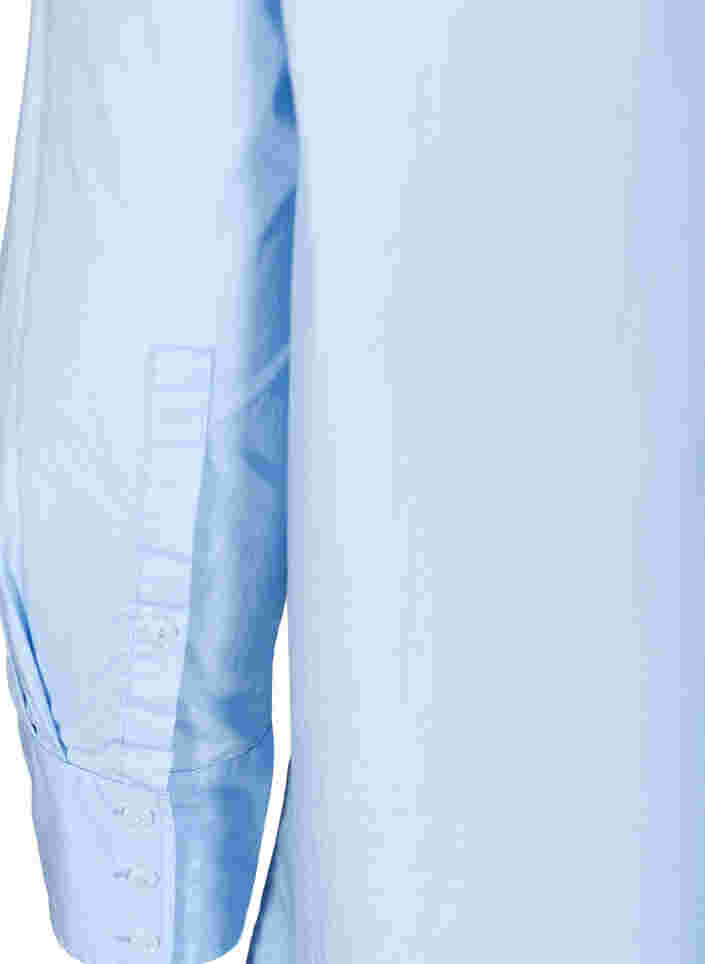 Lange Baumwollbluse mit Brusttasche, Blue Heron, Packshot image number 3