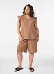 Lockere Shorts aus Baumwollmusselin mit hoher Taille, Braun, Model image number 1