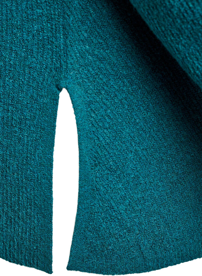 Strickpullover mit diagonalem Muster und Raglanärmeln, Grün, Packshot image number 3